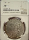 1887 $1 Morgan Silver Dollar NGC MS64-Rim Toning