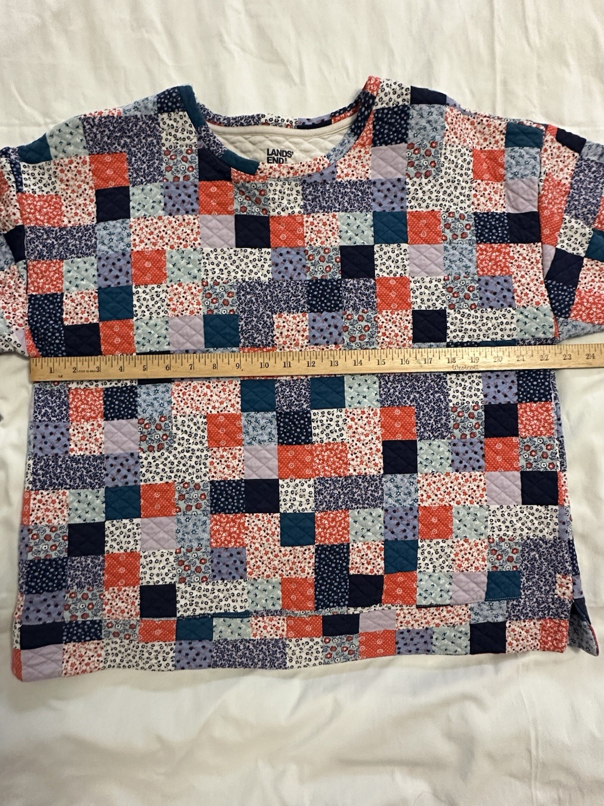 Lands End Quilted Patchwork Pullover Sweatshirt T… - image 4