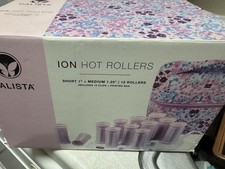 Calista Tools Ion Hot Rollers 12 - 1" Short 1.25" Medium Clips Stand Case Pink