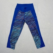 Under Armour Leggings Women XS Compression Cropped Blue Printed Yoga Athleisure