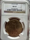 1914-D G$20 Saint-Gaudens Gold Double Eagle Coin NGC MS 63