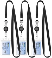 Retractable Lanyards for ID Badges, 3 Pack