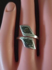 Ring 925 Sterling Silver Inlaid Abalone Shell Ring Band Size 6 to 7