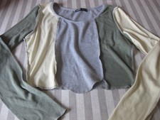 Shirt T-Shirt Kurz Ripp Damen Gr. 38 Langarm Linksnähte top