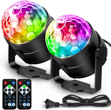  2-Pack Disco Ball DJ Party Lights Sound Activated with Remote Control Strob...
