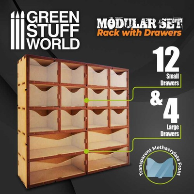 #ad Green Stuff World for Models and Miniatures MDF Vertical rack with Drawers 10960 $39.00