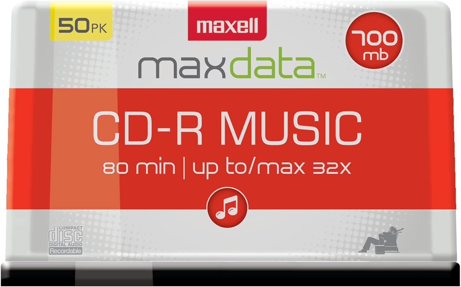 Maxell CD-R Music Spindle, Audio Only, Blank Media, 50-Pk(625156), 700MB/80 Min