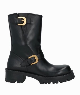 NEW Versace Medusa Biker Leather Boots in Black For Women's Size 7.5 US /37.5 EU