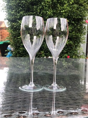 2 x wunderschöne Louis Roederer Cristal Champagner mundgeblasene Gläser 29cl ohne Box