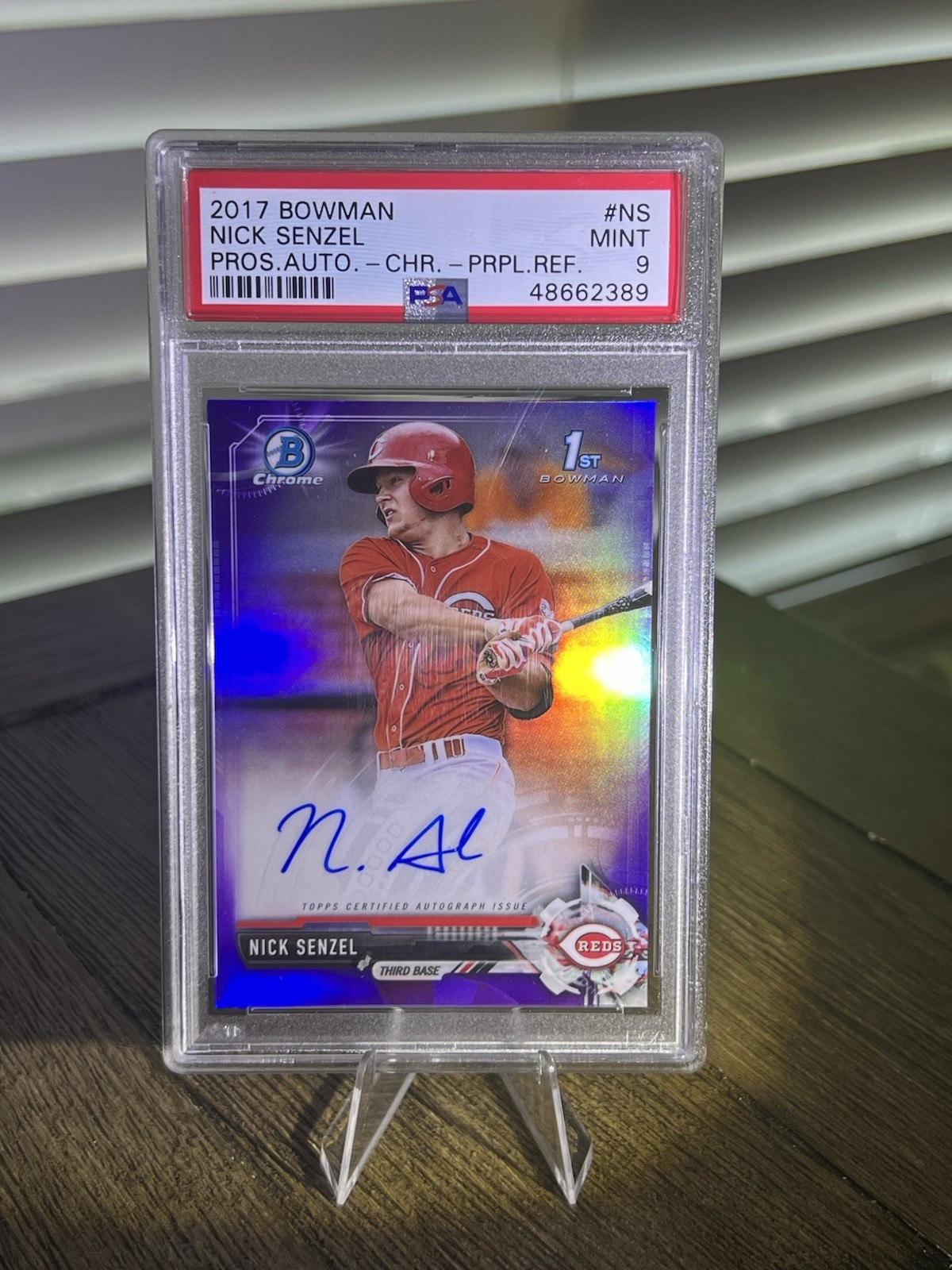 2017 Bowman Chrome Prospect Autographs Nick Senzel #CPA-NS Purple Refractor /250