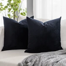 Black Euro Decorative Velvet Throw Pillow Covers 26X26 Inch Set of 2 W...