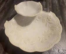 Lenox LINEN CLOSET Pattern Chip and Dip Shell Serving Dish China 13" Wide
