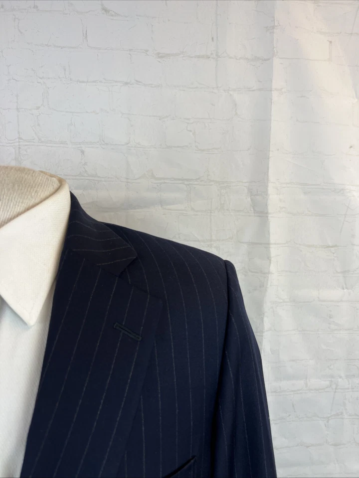 Paul Stuart Men's Dark Navy Blue Striped Blazer 40R $1,295 - Image 2 of 4