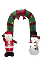 Glitzhome 8FT Inflatable Arch with Santa and Snowman Decor
