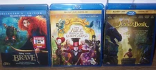 NEW 3x Disney BRAVE, ALICE THROUGH THE LOOKING GLASS, JUNGLE BOOK Blu-Ray & DVD