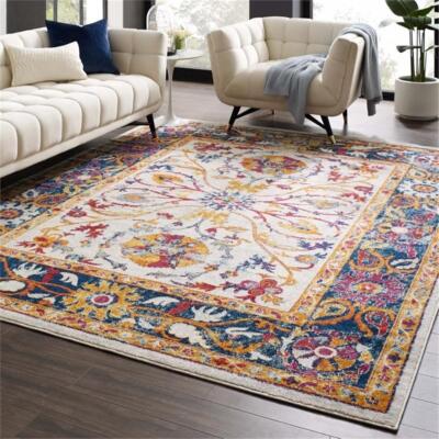 Modway Entourage 94.5x122'' Samira Floral Area Rug in Multi-Color