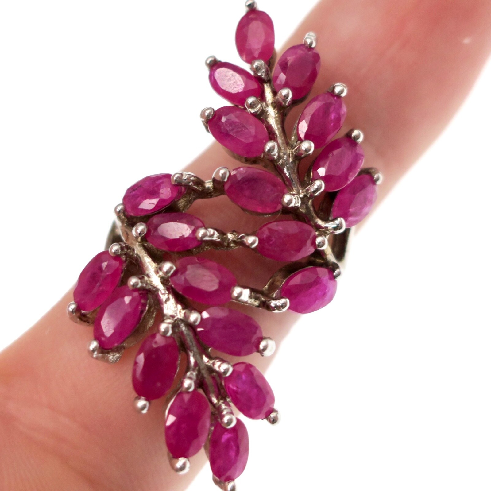 Ruby 4ct Total Weight Sterling Silver Ring Size 6… - image 4