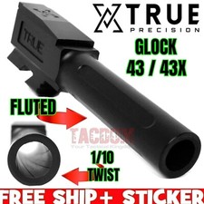 TRUE PRECISION BLACK Nitride Fluted Barrel for GL0CK 43 43X 9mm 1:10 TWIST USA