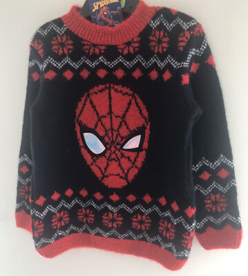 Marine & Rot 2-3 Jahre Strick Fairisle & Spiderman Pullover M&S 