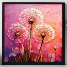 ORIGINAL Oil PAINTING on Canvas Dandelion  Textured Art 12x12 in Custom Order
