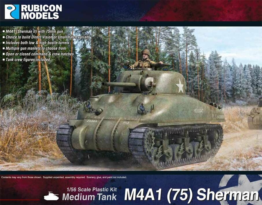 M4A1 Sherman (75) - 1/56 scale plastic kit Rubicon 280086