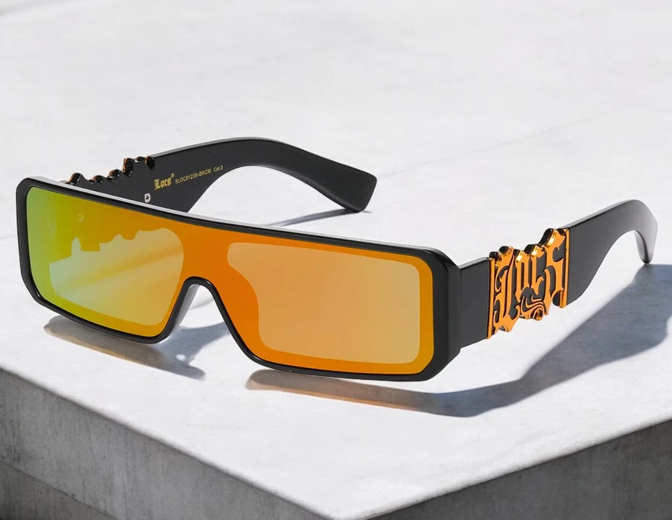 Clásico Resistente Motero Gánster Rapero Estilo Locs Gafas Rectangular Marco - Imagen 3 de 4