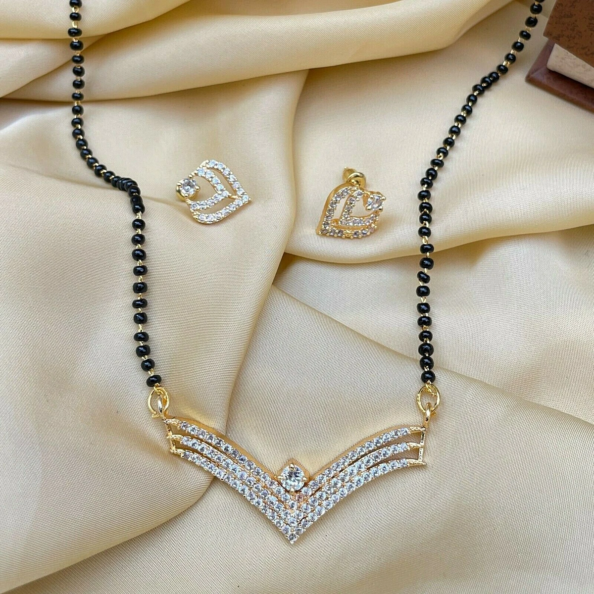 Elegant Gold Diamond Mangalsutra Earrings Design For Women eBay