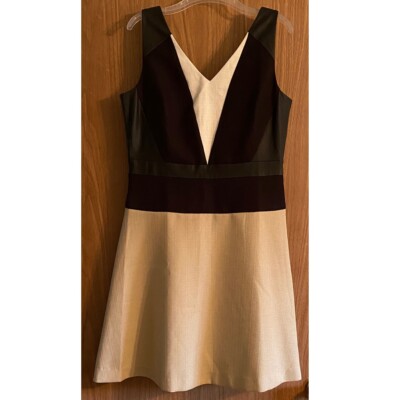 Ann Taylor Colorblock Vegan Leather Trim Fit and Flare Dress - Size: 8 |  eBay