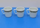 Vintage Pyrex Corelle Mugs Cups Spring Blossom Crazy Daisy Milk Glass Set Of 3