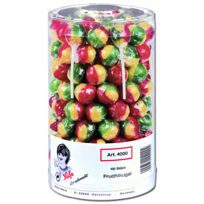 (10,38 /1kg) Küfa Frucht-Kugel-Lutscher, Lolly, 100 Stück