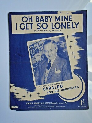 GERALDO Oh Baby Mine I Get So Lonely Klavier Noten mit Akkorden 1954