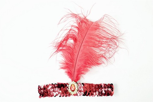 Headband Hairband Sequin Red Charleston 20s Cabaret VQ-006-RED - Picture 2 of 3