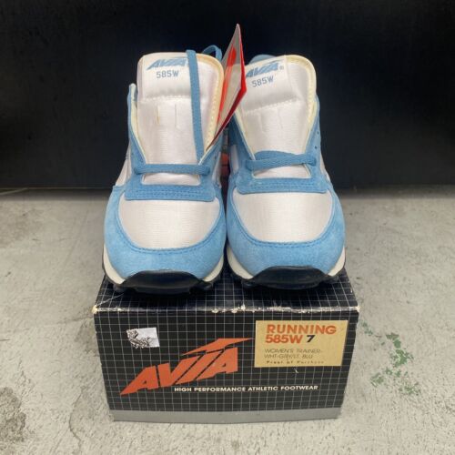 Vintage Avia 585 Womens Trainer White/Grey/Light Blue 1990s New w/ Box Sz 7w - Picture 3 of 7