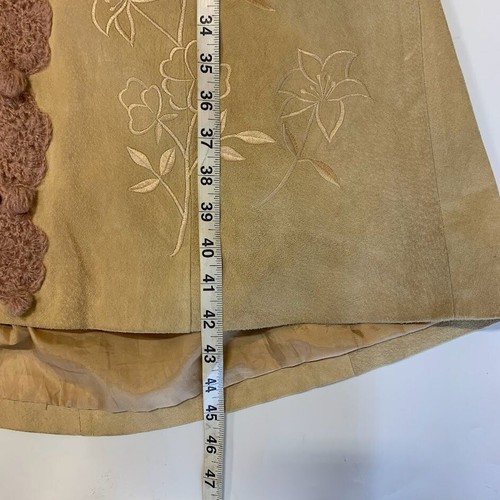 Boston Proper Women's Crocheted & Embroidered Long Leather Duster Jacket Size 16 - Picture 13 of 13