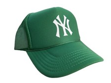 NEW YORK YANKEES KELLY GREEN HAT 5 PANEL HIGH CROWN TRUCKER SNAPBACK THROWBACK