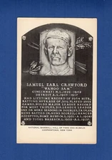 WAHOO SAM CRAWFORD, Tigers & Reds ~ 1956-1963 ARTVUE Type 2 HOF plaque postcard
