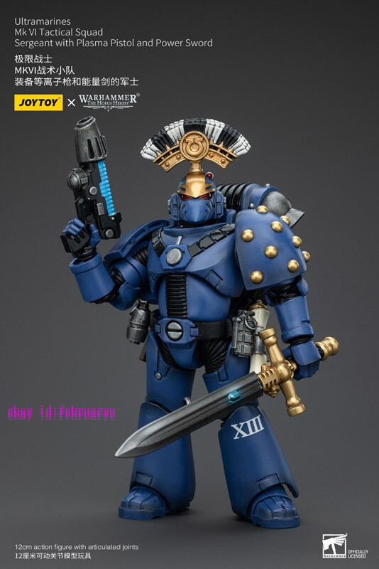 Joytoy 1/18 Ultramarines Mk VI Tactical Squad Segeant With Plasma Pistol And