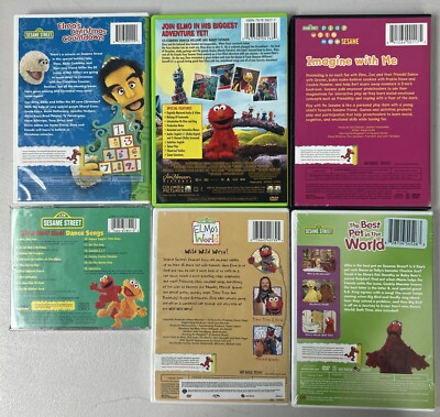 Lot 6 Sesame Street DVDs, CD, CD-ROM Game - Play W/ Me Sesame
