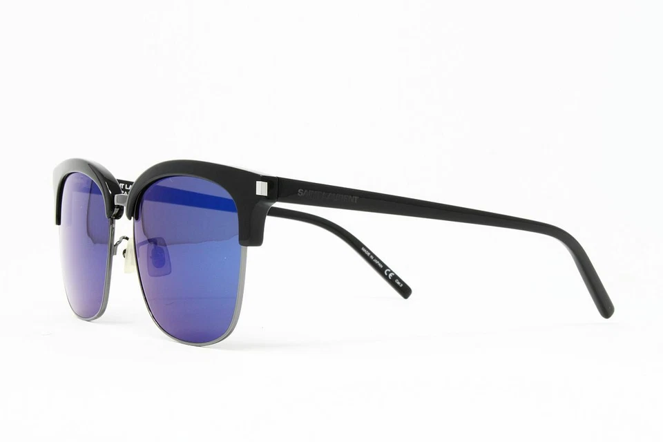 Gafas de sol Saint Laurent SL108K-003 para hombre negras 56 mm lentes azules nuevas con etiquetas Foto 3 de 4