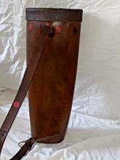 Vintage Handmade Tooled Leather Arrow Quiver Tooling Red Dot Deer Stamping 22"