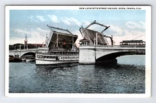 Lafayette St Bridge Tampa Florida FL Open Boat River Trolly Water View Postcard