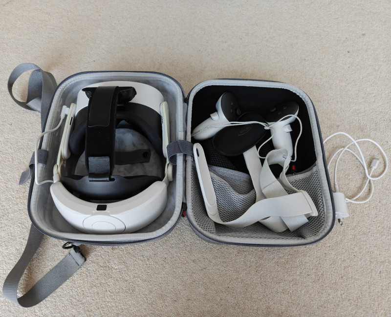 Meta Quest 3s VR Headset, Controllers, Carrying Case & battery strap