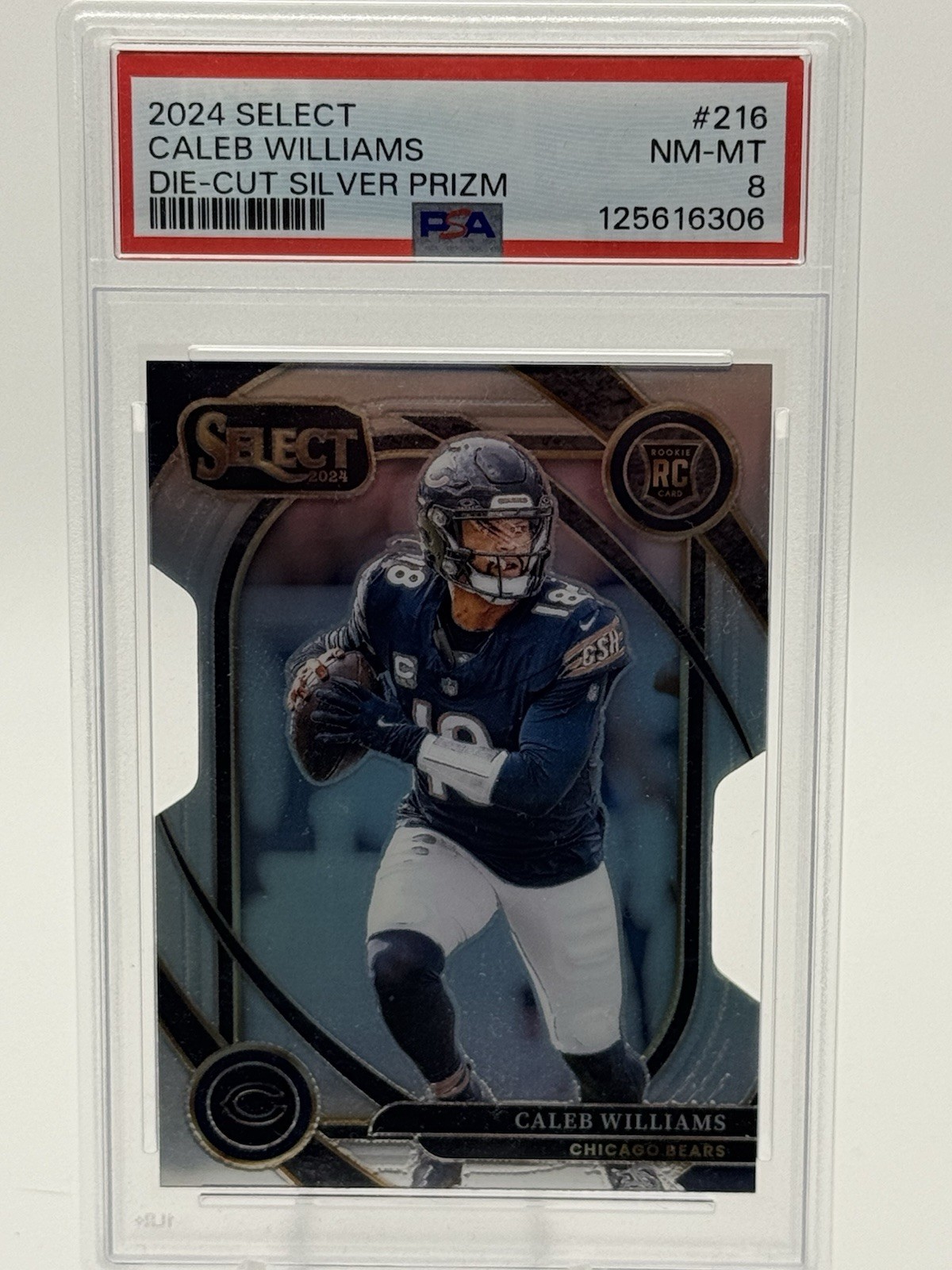 2024 Panini Select - Club Level Caleb Williams #216 Silver Prizm Die-Cut (RC)