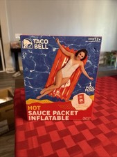 Taco Bell HOT Sauce Packet Inflatable Pool Float 30" X 57.8" Red Ages 12 Nib