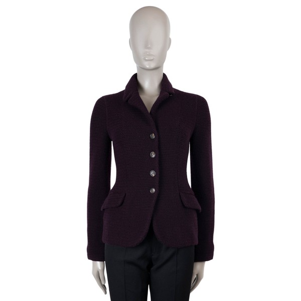 Loro Piana Eggplant Purple Cashmere Knit Jacket S