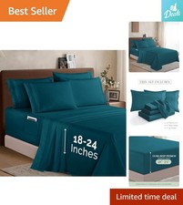 Wrinkle-Free Ultra Soft Extra Deep Pocket Sheet Set - Full Marine Teal Elegance