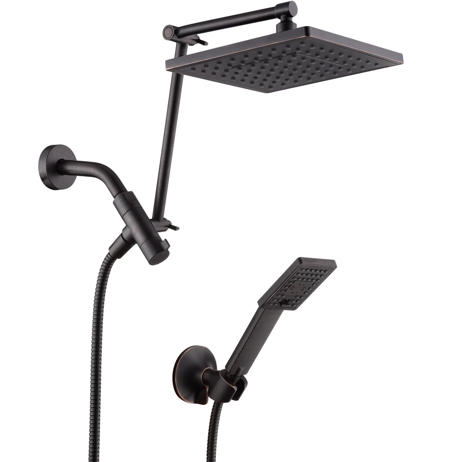High Pressure Rain Shower Head Combo with Double Extension Arm, 8 Inch Rainfa...