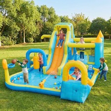 Bouncy Castle with Air Blower, Jumping Castle with Slides and Basketball Hoop