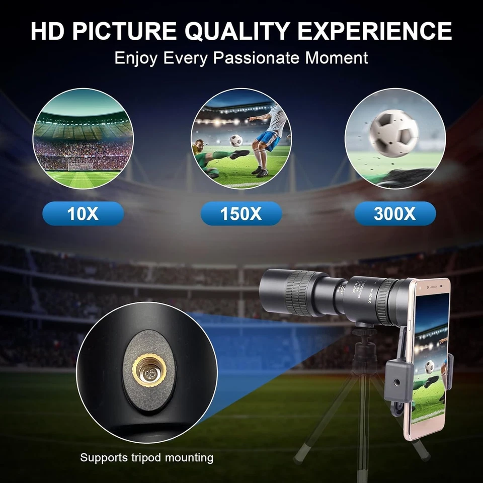 High-Powered 10-300x40 Monocular Telescope with Smartphone Adapter - Image 4 of 4