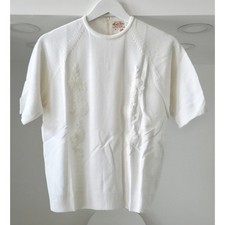 VINTAGE NEW Women's White Sweater with Flower Design 100 Acrylic Size 40